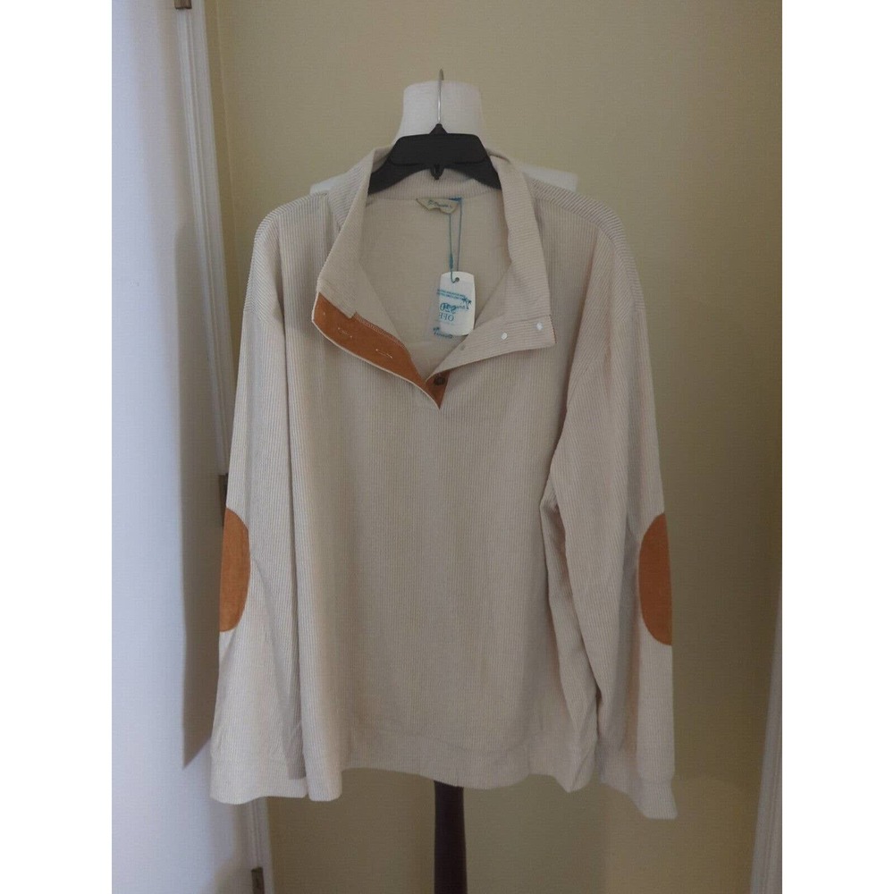 Royaura Vintage Khaki Quarter Zip Stand Collar Sweatshirts Outdoor XL NEW